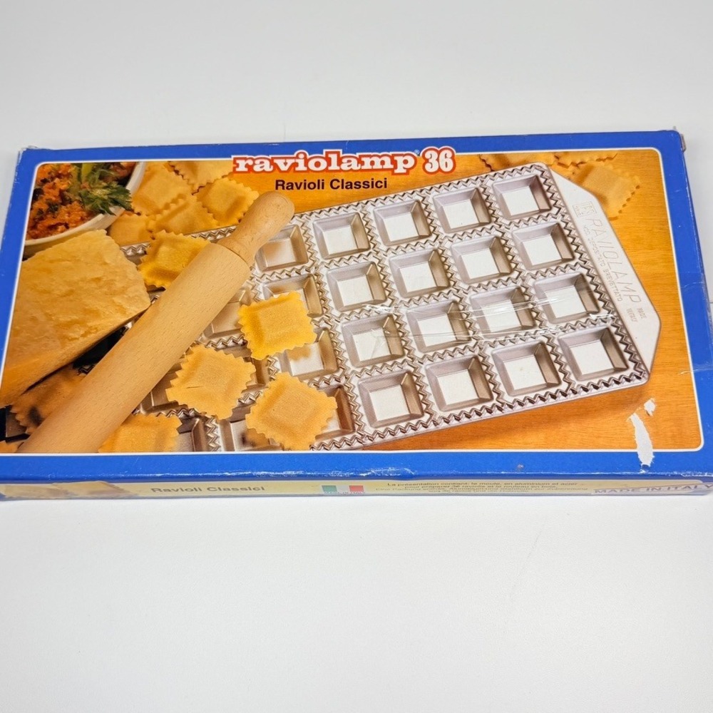 Vintage Imperia Raviolamp 36 Ravioli Classici Pasta Maker Mold Silver Italy
